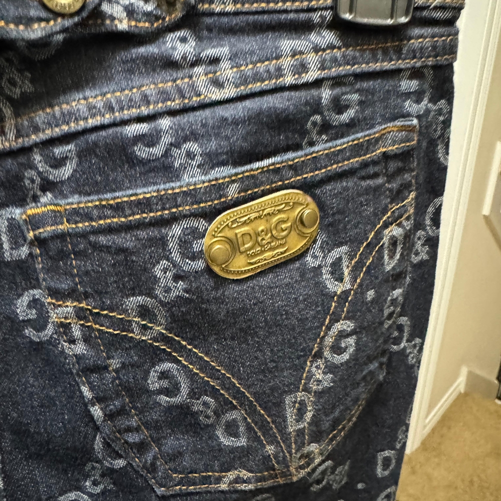 D&G Blue Denim Jeans with Logo Pattern